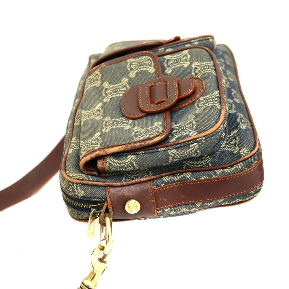 Celine shoulder bag leather denim Navy Blue brown - Picture 4 of 6